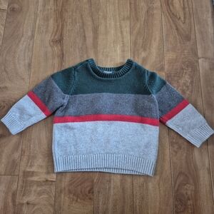 Carter’s Boy's Green, Grey & Red Stripe Knit Sweater – Size 6 Months